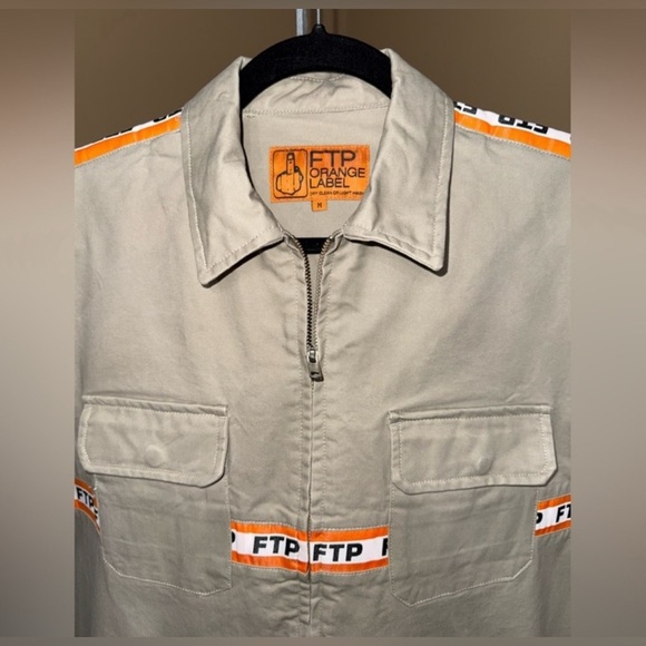 FTP ORANGE LABEL Men's Beige Jacket with Orange Accents. Size Medium. - Picture 3 of 6